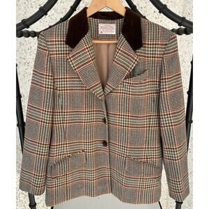 Pendleton Vintage 100% Virgin Wool Tan Brown Coat Jacket Blazer Size 12 Petite